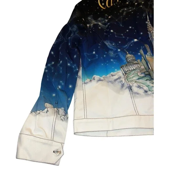 CASABLANCA VOL DE NUIT PRINTED MEN'S DENIM JACKET SIZE XXL/44 NWT